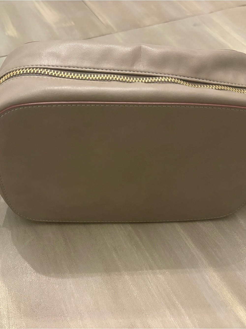Chloe Taupe Leather Crossbody Bag with Gold Zipper
